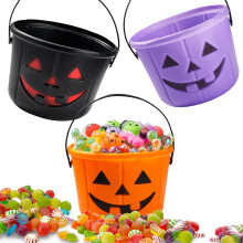 (Black, Purple, Orange) 6-teiliges Halloween-Set: Kürbiseimer, Jack-O-Lantern-Süßigkeitenkorb und Eimer