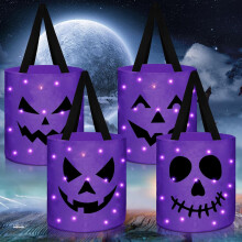 (Purple) 4 Stück leuchtende, bunte Halloween-Süßigkeitentüten