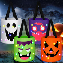 (Green) 4 Stück leuchtende, bunte Halloween-Süßigkeitentüten