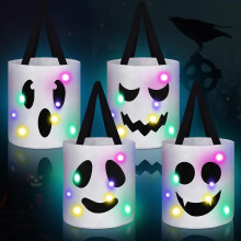 (White) 4 Stück leuchtende, bunte Halloween-Süßigkeitentüten