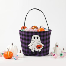 (Purple) Halloween-Eimer, Süßigkeitenkorb für Kinder, Mädchen und Jungen, Halloween-Süßigkeiteneimer, Geschenkkorb aus Canvas, Kürbis