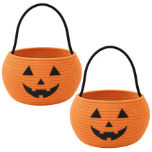 (2 Pcs) Halloween-Körbe für Kinder, Kürbis-Süßigkeiteneimer