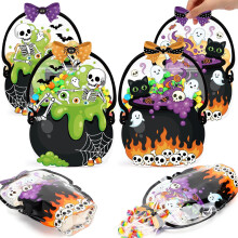 (multicolor, 24) Fuutreo 50 Halloween-Süßigkeitentüten mit Henkel, Kürbis-Hexenkessel
