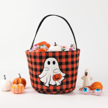 (Orange) Halloween-Eimer, Süßigkeitenkorb für Kinder, Mädchen und Jungen, Halloween-Süßigkeiteneimer, Geschenkkorb aus Canvas, Kürbis