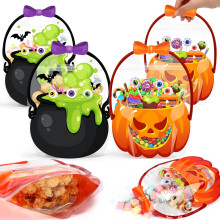 (multicolor, 24) Fuutreo 50 Halloween-Süßigkeitentüten mit Henkel, Kürbis-Hexenkessel
