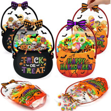 (multicolor, 24) Fuutreo 50 Halloween-Süßigkeitentüten mit Henkel, Kürbis-Hexenkessel