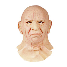 (Bald old man with neck) Unglaublich realistische Halloween-Latexmaske für Senioren – perfekt für Partys und Feiern