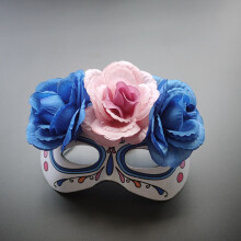 (Royal Blue) Halloween Masquerade Venetian Lace Three Flowers Princess Performance Mask