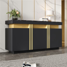 (Black, Particle Board) Modern Black & Gold Buffet Cabinet, 55''