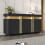 (Black, Particle Board) Modern Black & Gold Buffet Cabinet, 55'' 1