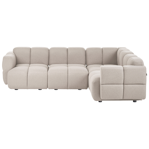 Beliani Modular Corner Sofa 4 Seater MAKSABERG Fabric Beige Left Hand