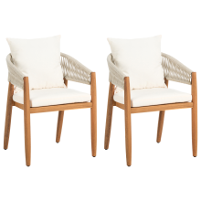 Set of 2 Garden Chairs MARZAMEMI Acacia Wood White