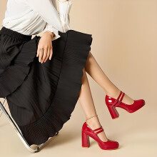 (37, Red) Mary Janes Shoes Size 34-42