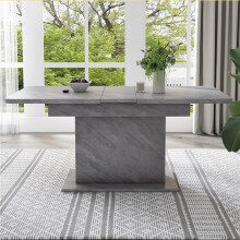(Grey, MDF) Extendable Rectangular Dining Table, Grey
