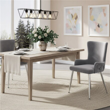 (Grey, Velvet) Grey Velvet Lounge Chairs – Set of 2, Silver Legs