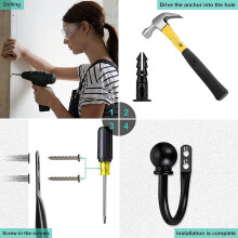 2 Pieces Curtain Frame with Screw Wall-Mounted Curtain Hook Bedroom Living Room Decorative Curtain Holder Balck