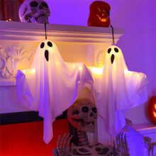 (Skirt Ghost_Purple) Halloween Light-Up Screaming Ghost Decorations, LED Colorful Ghost Scene Prop, Creepy Room Party Atmosphere Light