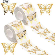 (3 rolls) 500pcs/Roll Gold Butterfly Stickers Self-Adhesive Waterproof Gold Foil DIY Gift Box Party Decoration Sticker