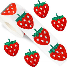 (3 rolls) 500Pcs/Roll 2.5cm Strawberry Shaped Laser Sealing Stickers Decorative Gift Box Adhesive Labels
