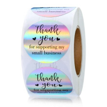 (3rolls 2.5cm) 500 Labels/Roll 3.8cm Rainbow Holographic Thank You for Your Purchase Business Decoration Sticker Labels