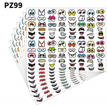 (10pcs/pack Pz99) Funny Cartoon Face Stickers for Kids 10 Sheets/Pack Creative Decorative Stickers for Book, Laptop, Water Bottle, Notebook