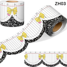 (Zh07; 10m /volume) 10M Pencil Bow Bulletin Board Border Trim Sticker Self-Adhesive Decorative Tape for Classroom Blackboard Office