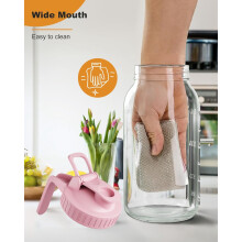 64oz Glass Mason Jar Pitcher with Lid,2 Quart Airtight Glass Water Jug,Leakproof Wide Mouth Mason Jar Pitcher