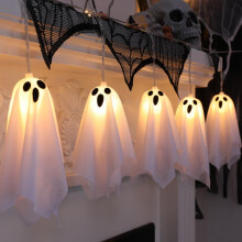 (10pcs remote) LED Ghost String Lights Halloween Decorations Glowing Ghost Ornaments for Spooky Atmosphere Party Scene Setup