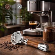 Bottomless Portafilter 51 mm, Filter Holder for EC680 / EC685 / EC885 / EC890-3 Ears Bottomless Porta Filter