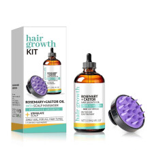 Organic Rosemary Castor Hair Growth Oil and Scalp Massager Set, Rosemary Castor Oil for Hair Growth