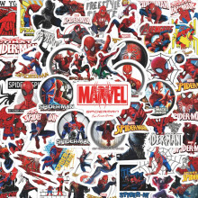 Marvel Spider-Man Iron Man Stickers 63Pcs Waterproof Cartoon Graffiti Decals for Laptop, Luggage, Car Helmet DIY Gift