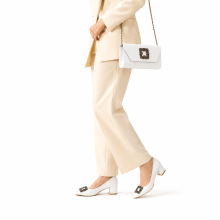 (38, White) Low Heels Matching Shoes and Bag Set