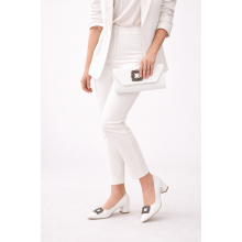 (36, White) Low Heels Matching Shoes and Bag Set