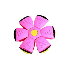(Pink) Pet Toy Flying Saucer Ball Pet Toy Pressure-reducing Stepping on Ball Flying Saucer With 3 Led Light Fg