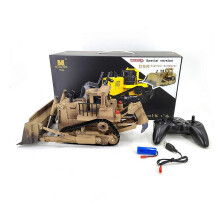 1/16 RC Bulldozer Tractor with Remote Control 9-Channel Metal Construction