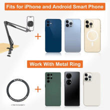 VRIG MG-09 Desktop Overhead Magnetic Phone Mount Stand Flexible Clip-on Tabletop Phone Stand Replacement Compatible with iPhone 15/14/13/12 Vlog Live