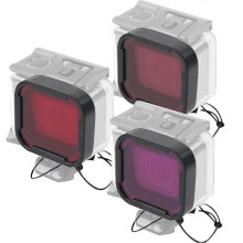 3Pieces Red Pink Purple Underwater Diving Filters Set Compatible with Gopro Hero 5 / 6