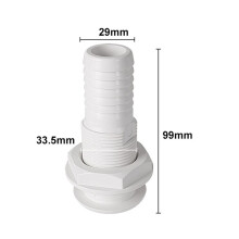 2X Marine Boat Thru Hull Fitting Connector for 5/8, 3/4, 1 Inch Hose Boat Drain Bilge Pump Plumbing Fittings White