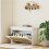 Boho Shoe Bench with Padded Seat and Flip-Drawer - White 3