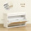 Boho Shoe Bench with Padded Seat and Flip-Drawer - White 5