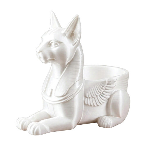 (White) Egyptian Cat Statue – with Storage Compartment – for Desk Organizer & Decor