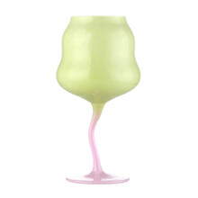 (B) Wave Shape Glass Goblet – Macaron Color Design – for Cocktails & Juice Drinks
