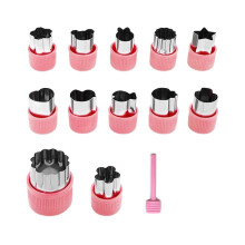(12pcs, Pink) Stainless Steel Cookie Cutter Set – with Protective Handle – for DIY Pastry & Baking