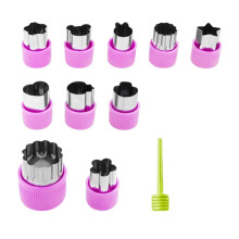 (10pcs, Purple) Stainless Steel Cookie Cutter Set – with Protective Handle – for DIY Pastry & Baking