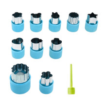 (10pcs, Blue) Stainless Steel Cookie Cutter Set – with Protective Handle – for DIY Pastry & Baking