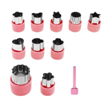 (10pcs, Pink) Stainless Steel Cookie Cutter Set – with Protective Handle – for DIY Pastry & Baking