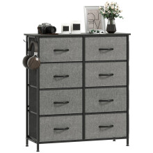 Chest of Eight Fabric Drawers - Charcoal Grey