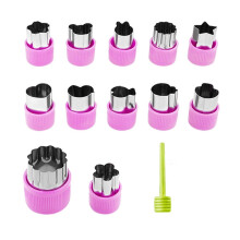 (12pcs, Purple) Stainless Steel Cookie Cutter Set – with Protective Handle – for DIY Pastry & Baking