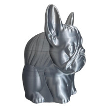 (Silver) 3D Printed French Bulldog Trailer Hitch – Dust Cover – for Universal Tow Hook