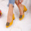 (38, Mustard) Low Heels Matching Shoes and Bag Set 8